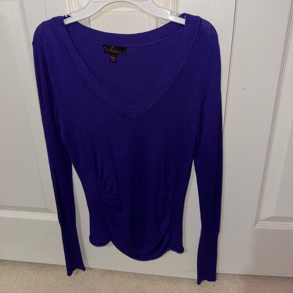 Takeout Purple Fitted Long Sleeve Blouse
